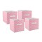 Contemporary Home Living Set of 4 Pink Sorbet and White Nonwoven Polyester Cube Storage Bin with Lattice Design 11"
